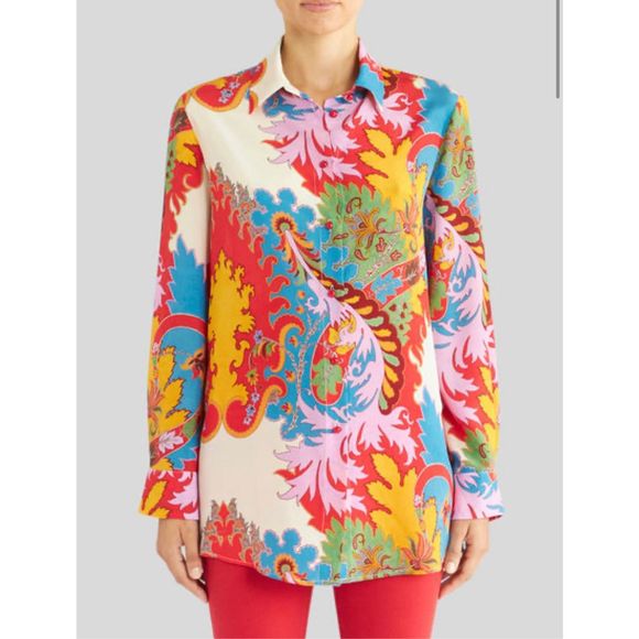 Etro Tops - ETRO MULTI-COLOURED PAISLEY PRINT SILK SHIRT US 6 $1150